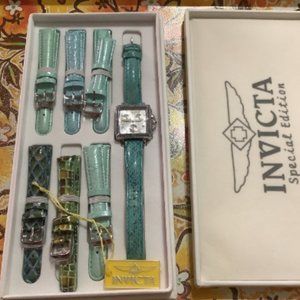 Women's Invicta Wildflower Chronograph Aqua Watch Set 10331